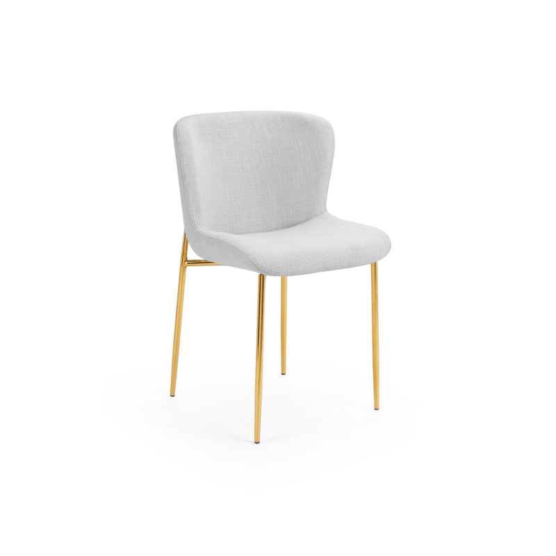 1. "Malta Dining Chair: Light Grey Linen with Gold Legs - Elegant and comfortable seating option"