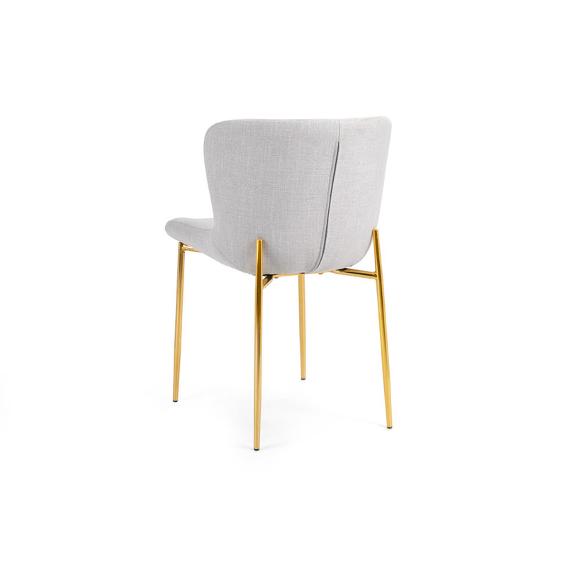 2. "Light Grey Linen Dining Chair with Gold Legs - Stylish and versatile design"