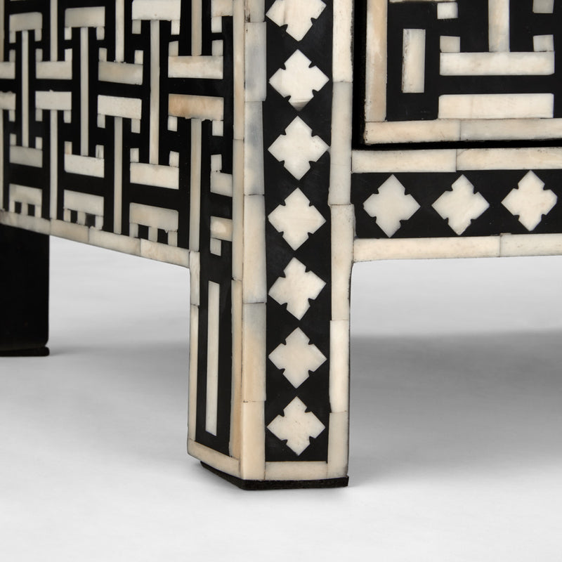 3. "Handcrafted Augustine Bone Inlay 3 Door Sideboard with artisanal details"