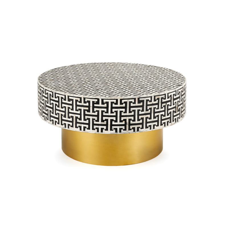 4. "Stylish Augustine Bone Inlay Coffee Table with smooth polished surface"