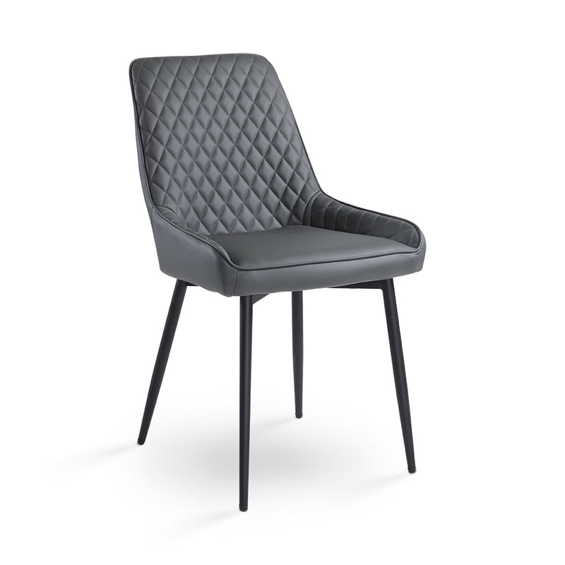 1. "Emily Black Dining Chair: Dark Grey Leatherette - Sleek and stylish seating option for your dining room"