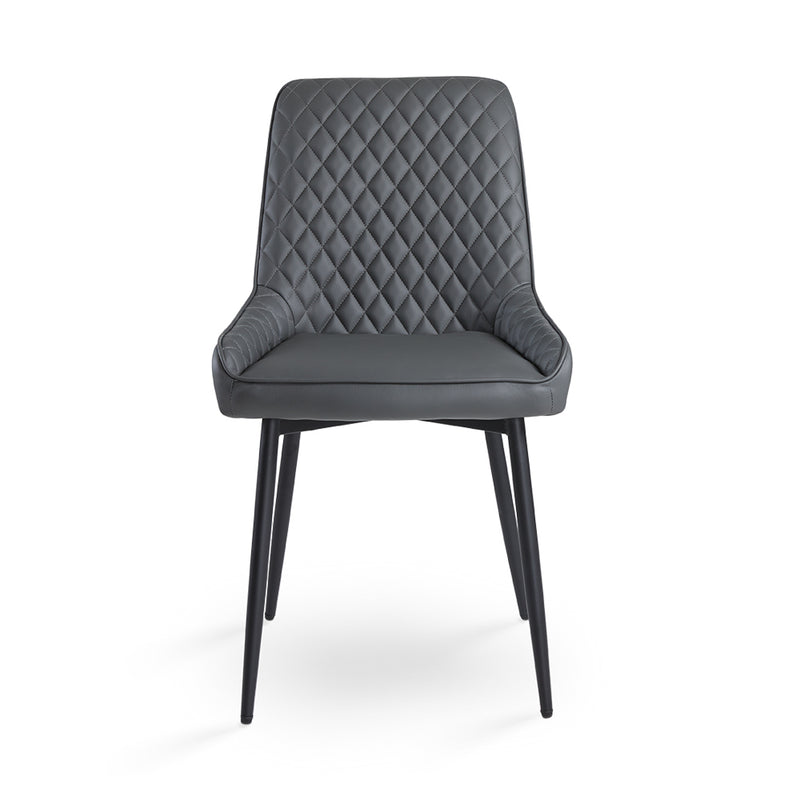 2. "Dark Grey Leatherette Emily Black Dining Chair - Comfortable and elegant addition to your dining space"