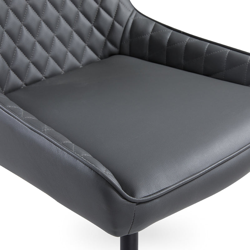 6. "Dark Grey Leatherette Emily Black Dining Chair - Upgrade your dining room with this chic seating choice"