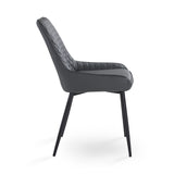 7. "Emily Black Dining Chair in Dark Grey Leatherette - Add a touch of luxury to your dining space"