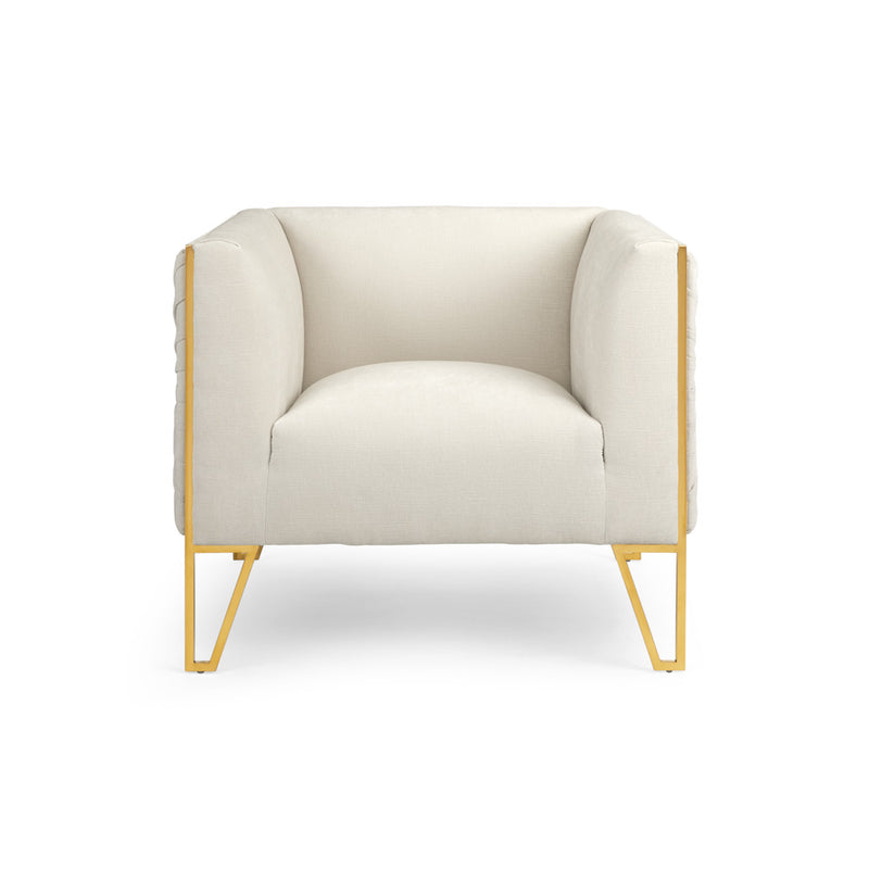 5. "Truro Gold Accent Chair: Contessa Vanilla - Sophisticated chair featuring gold accents and a neutral vanilla color"