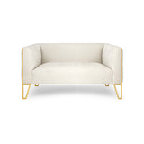 2. Contessa Vanilla Loveseat: Truro Gold - Stylish and comfortable two-seater sofa in a beautiful gold finish