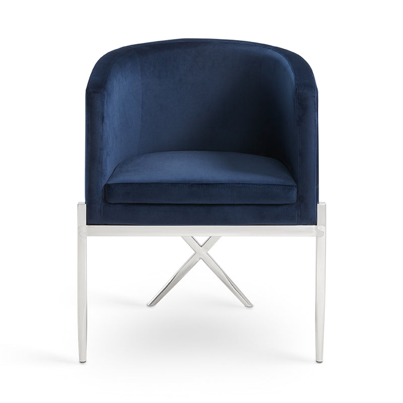 4. "Anton Accent Chair in Blue Velvet - Contemporary Design with Classic Touch"