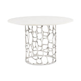 1. "Mario Marble Dining Table: Silver - Elegant and modern dining table with a silver marble top"
