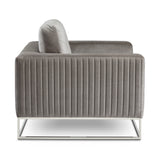 8. "Grey Velvet Accent Chair - Add a touch of elegance to your living room"