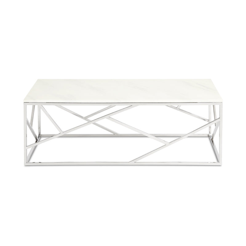 4. "Stylish Carole Marble Coffee Table featuring a unique blend of marble and metal"