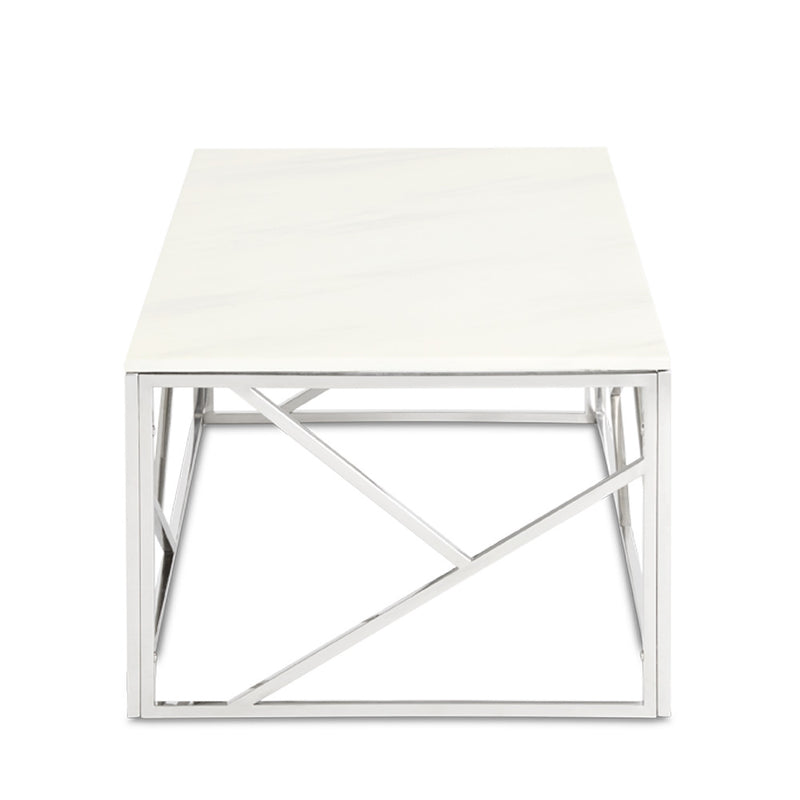5. "Contemporary Carole Marble Coffee Table with a spacious top for displaying decor"