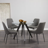 8. Moira Black Dining Chair: Dark Grey Leatherette - Easy to clean and maintain