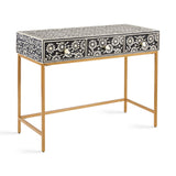 1. "Augustine Bone Inlay Console Table with intricate floral design"