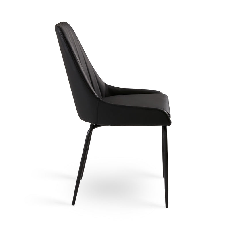 3. "Moira Black Dining Chair: Black Leatherette - Modern design with a touch of elegance"