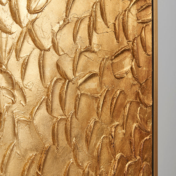 2. "Gold Waves Wall Art Small - Handcrafted Metal Sculpture with Textured Finish"