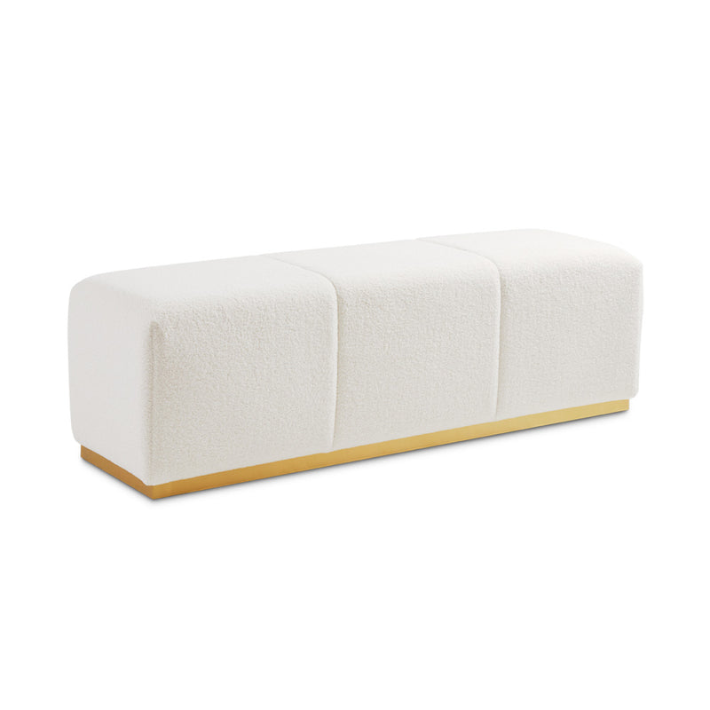 1. "Nelly Gold Bench: Boucle Fur - Luxurious and Stylish Seating Option"