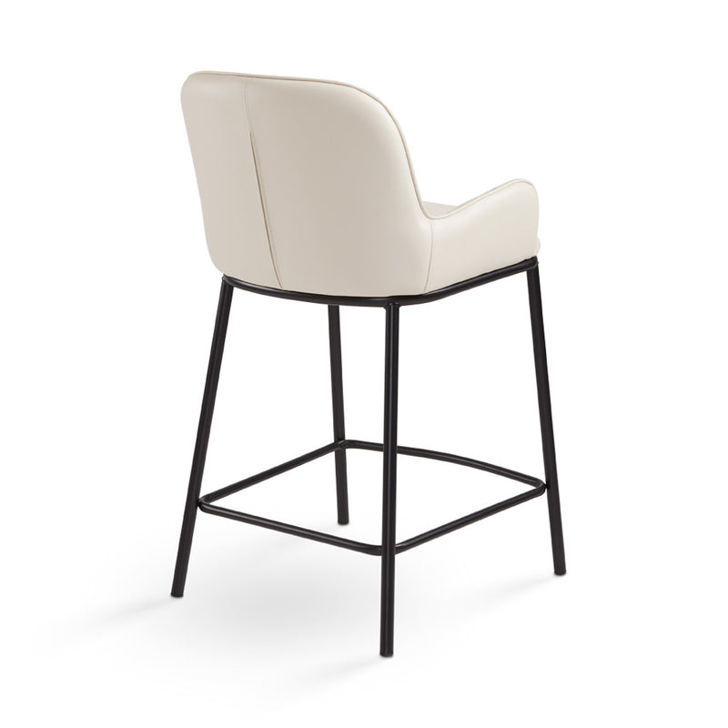 9. "Experience luxury with Bennett Counter Chair: Taupe Leatherette seating"