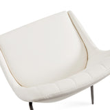7. "Moira Black Dining Chair in White Leatherette - Comfortable seating for long meals"