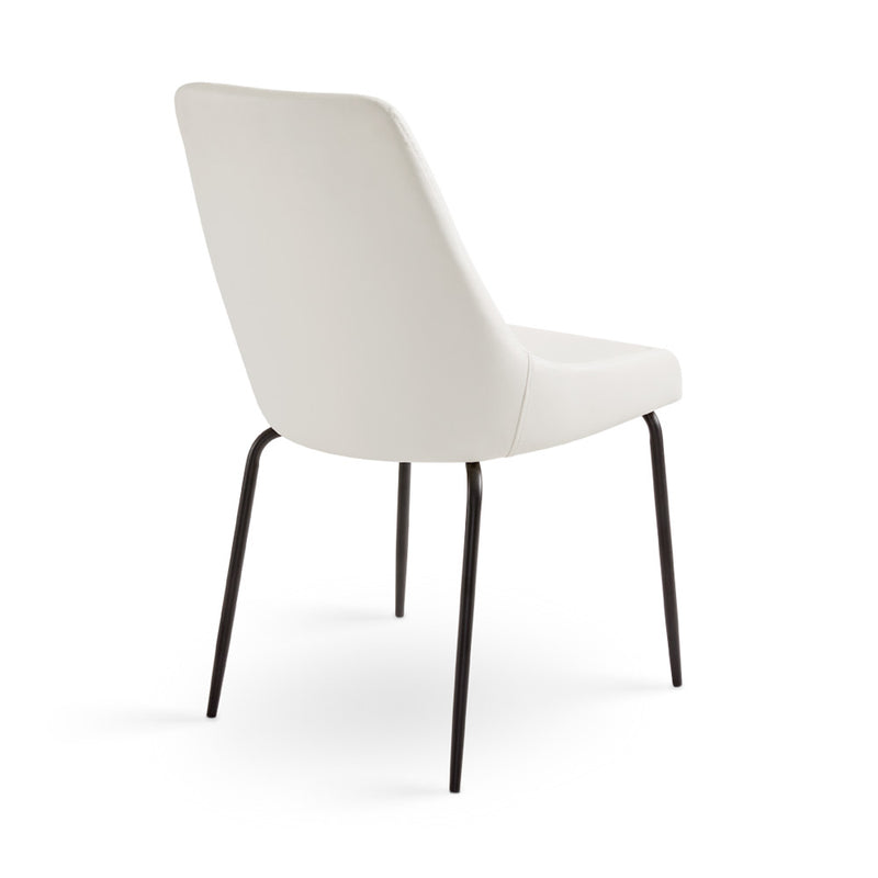 9. "Moira Black Dining Chair: White Leatherette - Ideal for both residential and commercial use"