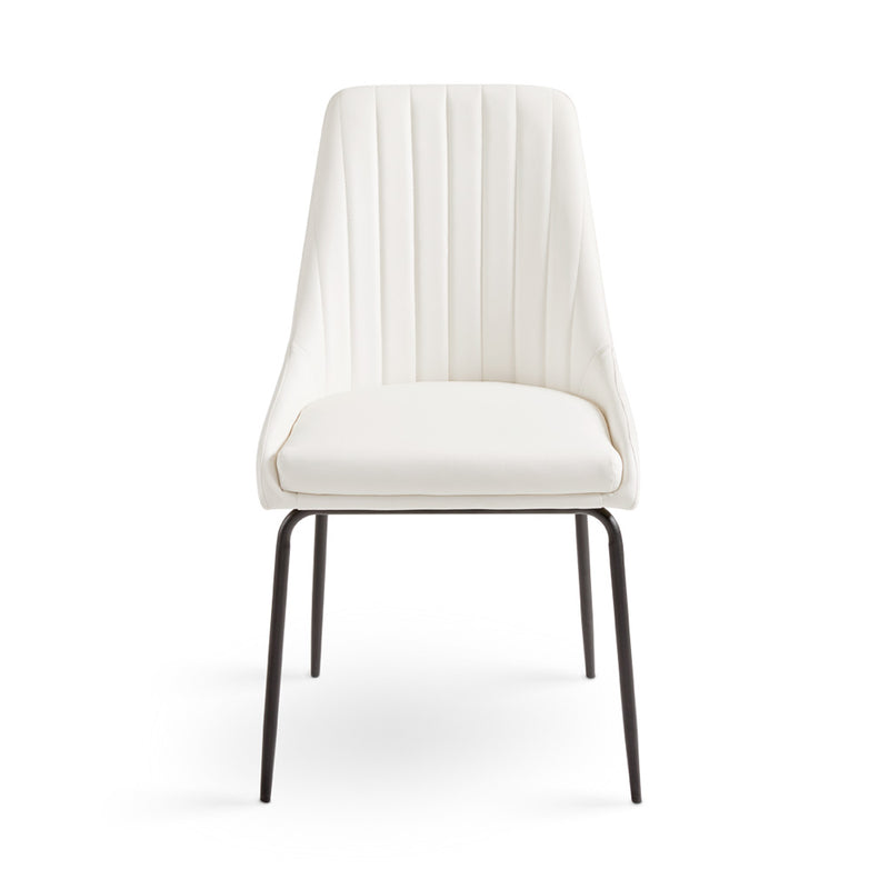 6. "White Leatherette Moira Black Dining Chair - Enhance your dining experience with style"