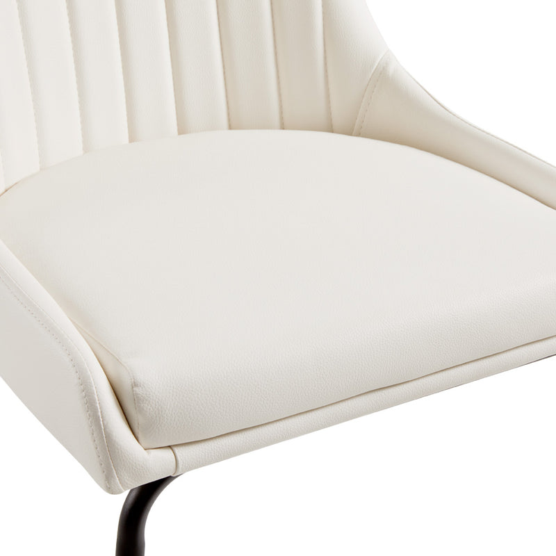 4. "White Leatherette Moira Black Dining Chair - Sleek and contemporary seating solution"
