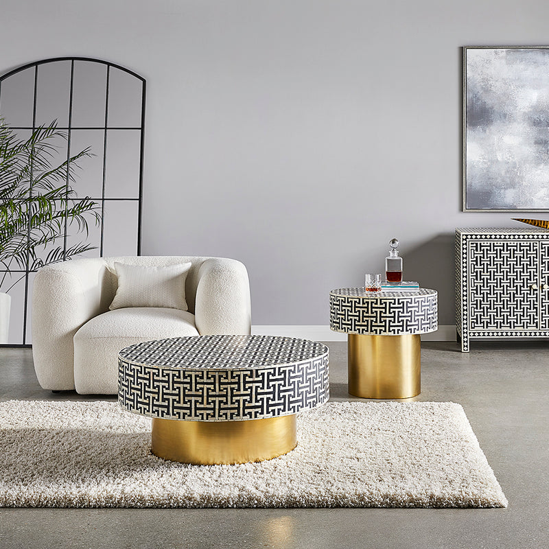 7. "Artisan-made Augustine Bone Inlay Coffee Table with exquisite attention to detail"