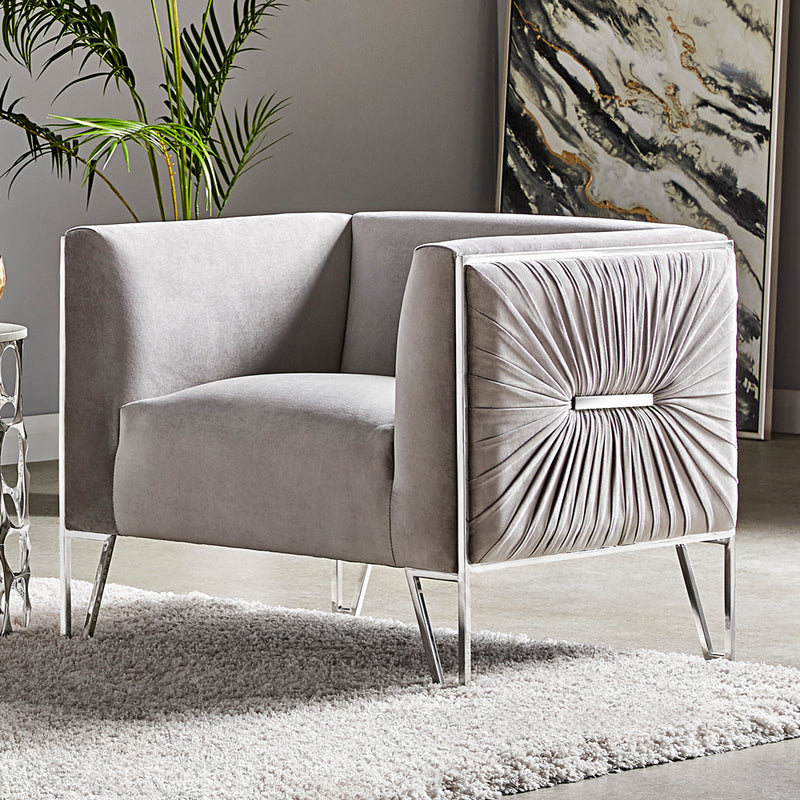 6. "Medium-sized Truro Accent Chair in Grey Velvet - Ideal for lounging and relaxation"