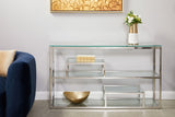 1. "Barolo Steel Console Table with sleek design and ample storage"