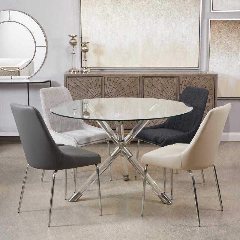 10. Moira Dining Chair: Grey Linen for adding a touch of elegance to your dining space
