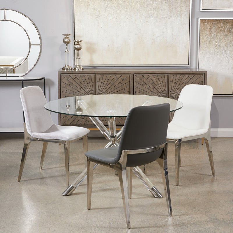 2. "Grey Velvet Minos Dining Chair - Stylish and versatile addition to your home decor"