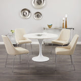 12. "Taupe Leatherette Moira Dining Chair - Enjoy luxurious comfort during your meals"