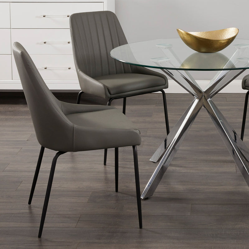 12. Dark Grey Leatherette Moira Black Dining Chair - Ergonomic design for optimal comfort
