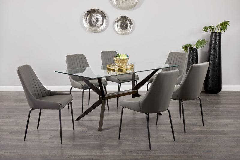 15. Dark Grey Leatherette Moira Black Dining Chair - Create a cohesive and inviting dining space