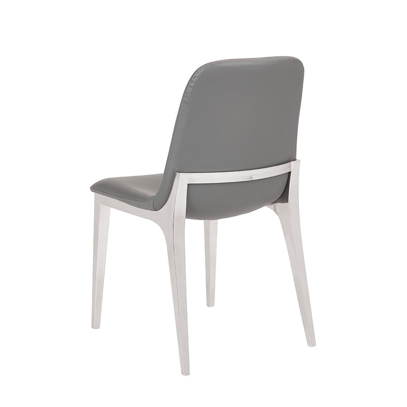 5. "Minos Dining Chair: Grey Leatherette - Durable and easy to clean"