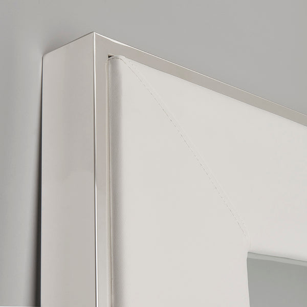 2. "White Leatherette Floor Mirror - Stylish and Functional Addition to Any Room"