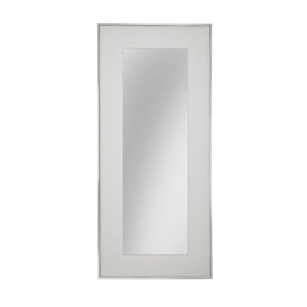 1. "Elaganza Floor Mirror: White Leatherette - Elegant and Versatile Home Decor"