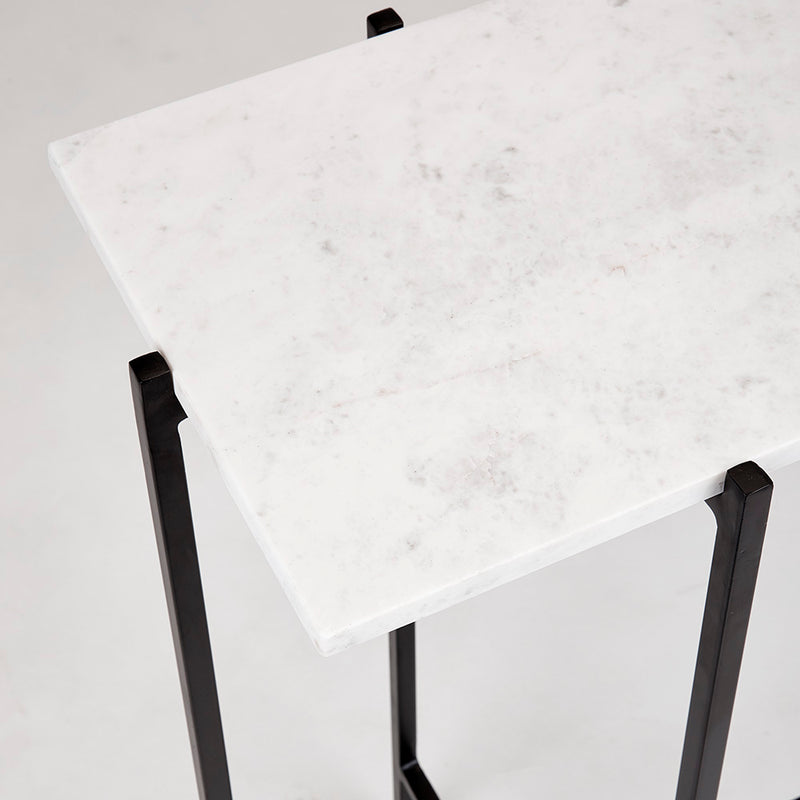 4. "Ida White Marble Top Console Table: Black Frame - Sleek and durable furniture for your space"