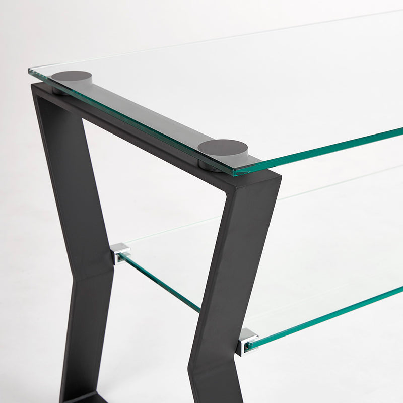 3. "Sturdy Noa Black Metal TV Table with tempered glass top and durable construction"
