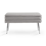 6. Enya Storage Bench: Grey velvet with hidden storage compartment
