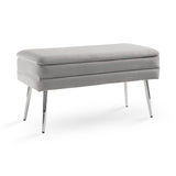 1. Enya Storage Bench: Grey velvet with spacious interior