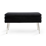 6. "Black Velvet Enya Storage Bench - Sleek and Comfortable Seating with Hidden Storage"