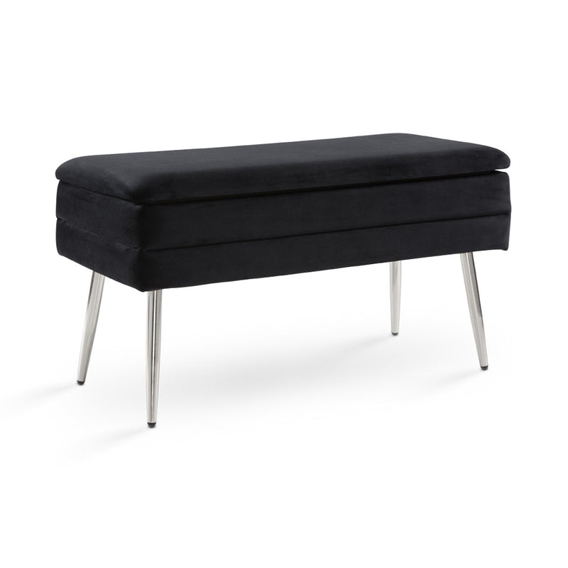1. "Enya Storage Bench: Black Velvet - Elegant and Functional Furniture Piece"