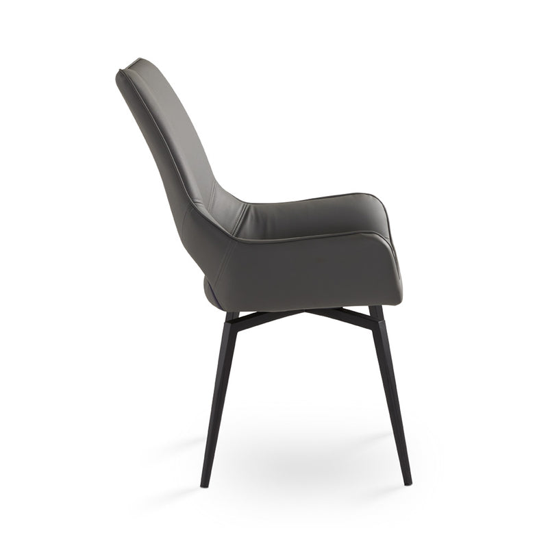 3. "Bromley Dining Chair: Grey Leatherette - Modern and versatile"