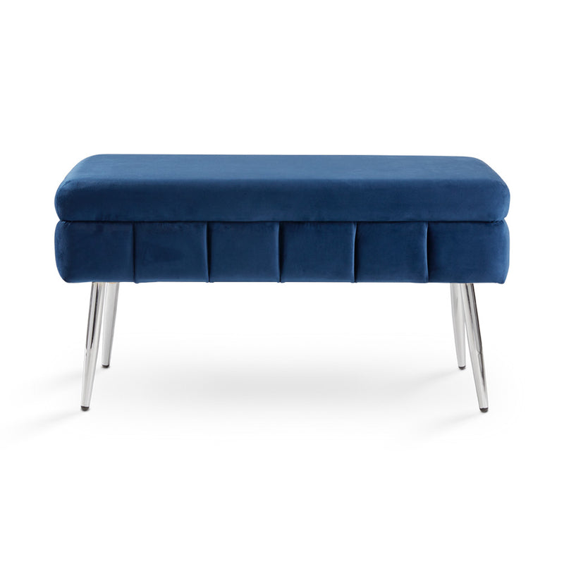 7. "Navy Blue Storage Bench - Enhance Your Home Decor with Marcella Furniture"