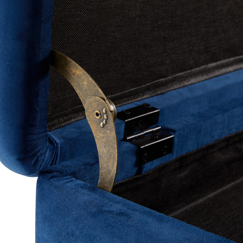 6. "Marcella Storage Bench: Navy Blue - Contemporary Design with Hidden Storage"