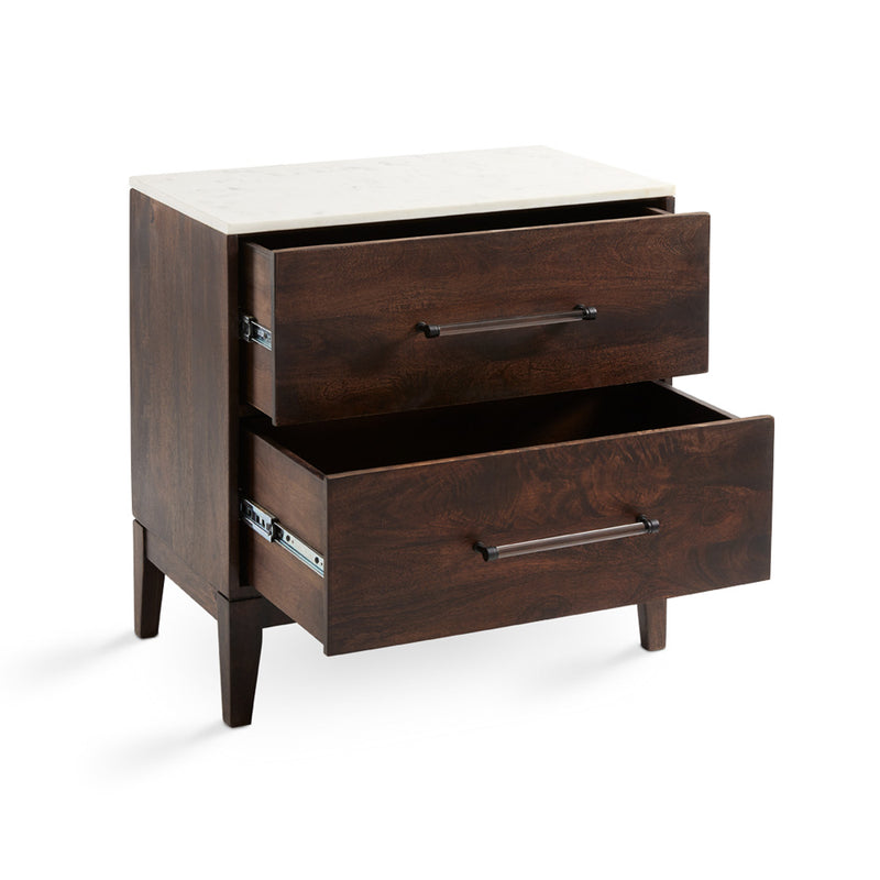 9. "Enhance your bedroom with the Kamala Night Stand's timeless beauty"