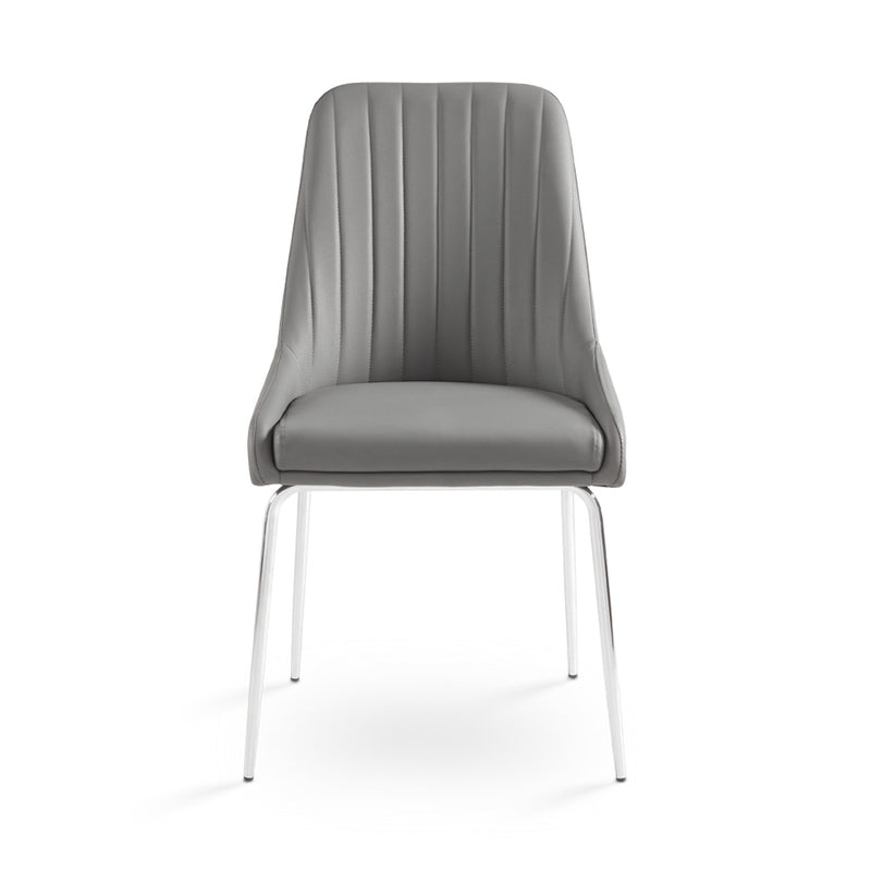 8. "Grey Leatherette Moira Dining Chair - Ideal for both casual and formal dining settings"