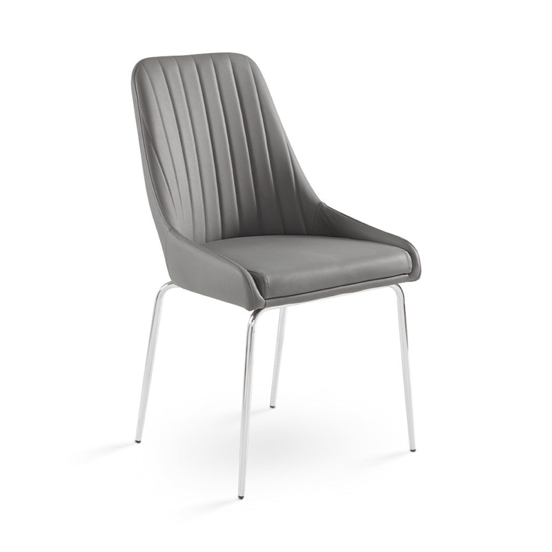 1. "Moira Dining Chair: Grey Leatherette - Sleek and modern design"