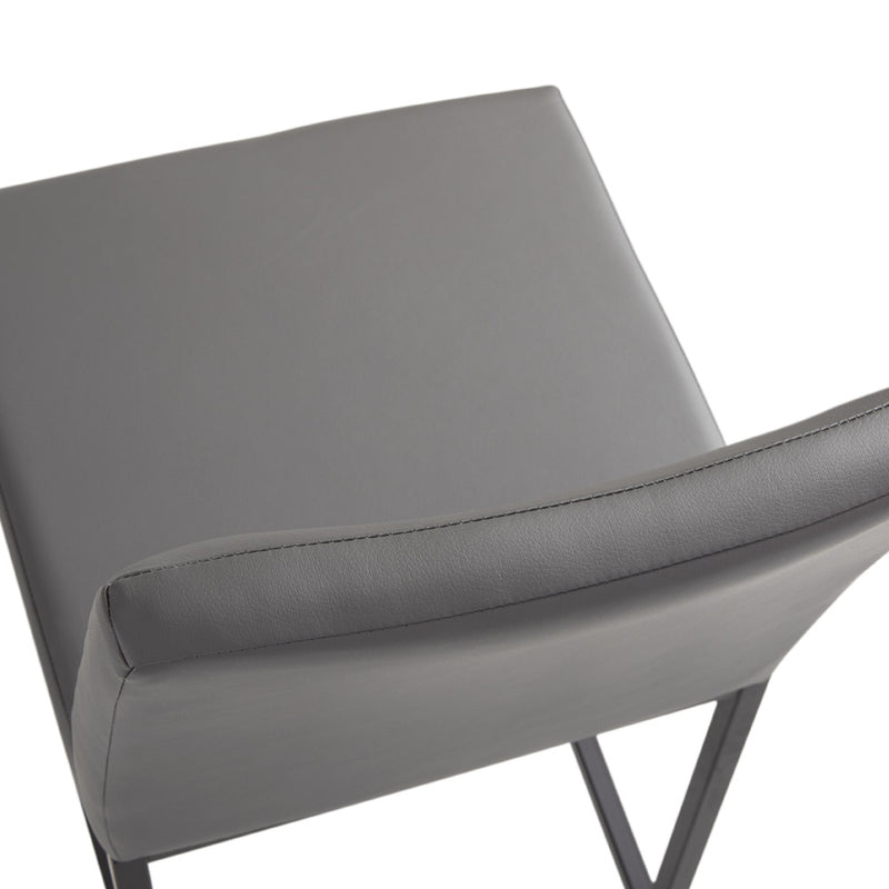 9. "Premium Havana Black Base Counter Chair: Grey Leatherette - High-quality craftsmanship"