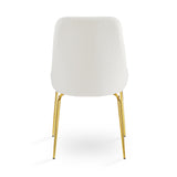 8. Moira Gold Dining Chair: Boucle Fabric Seat - Enjoy long hours of comfortable dining with this chair